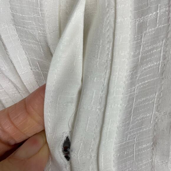 Maeve White Pleated Button  Tank Top 8 - Picture 8 of 9